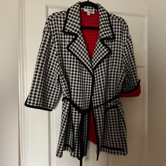 St. John Houndstooth Satchel in Black and White - Picture 7 of 8